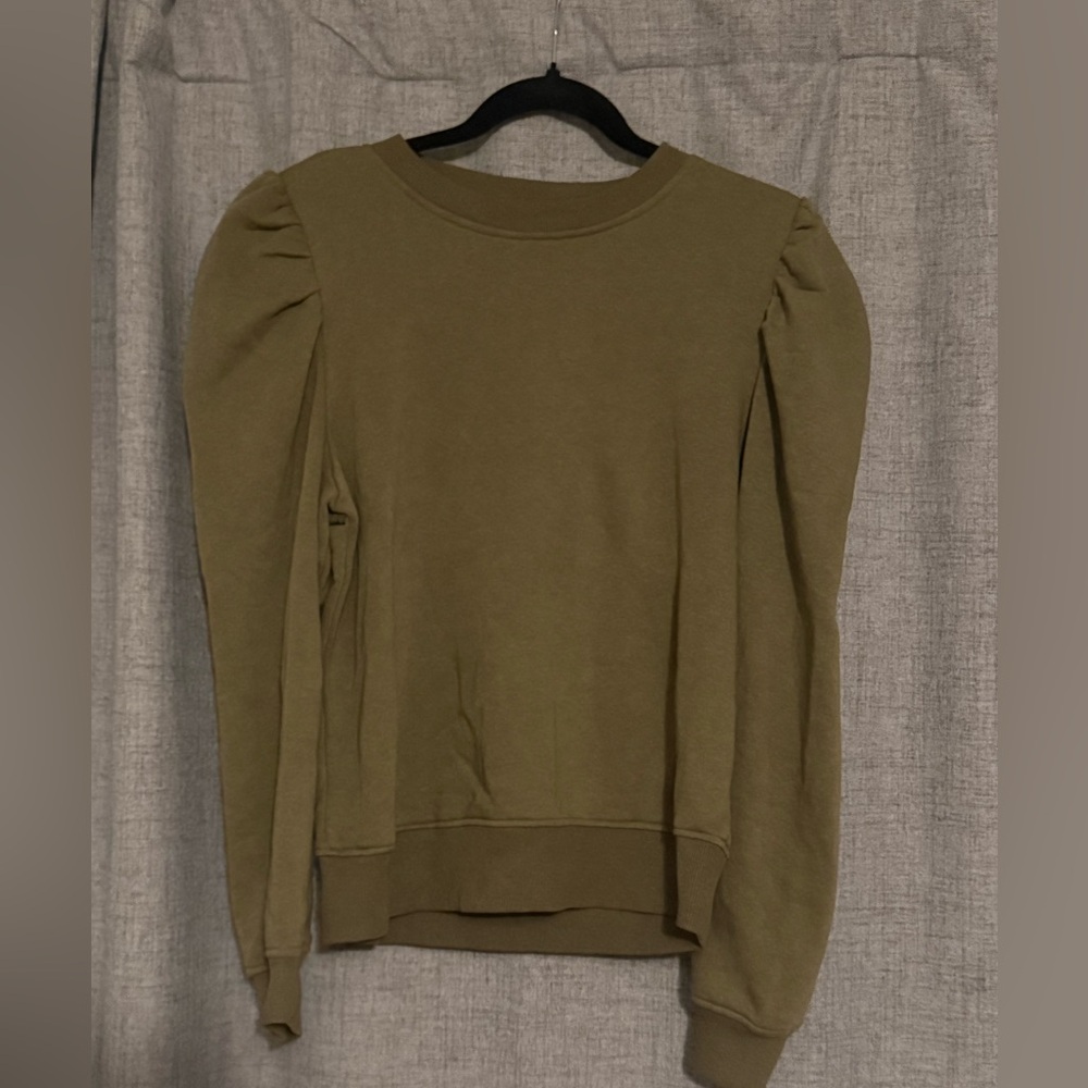 Rachel Roy puffed sleeve Olive crewneck Sweatshirt for Women